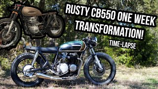Rusty CB550 one week build time-lapse (Start to finish in 10 minutes)