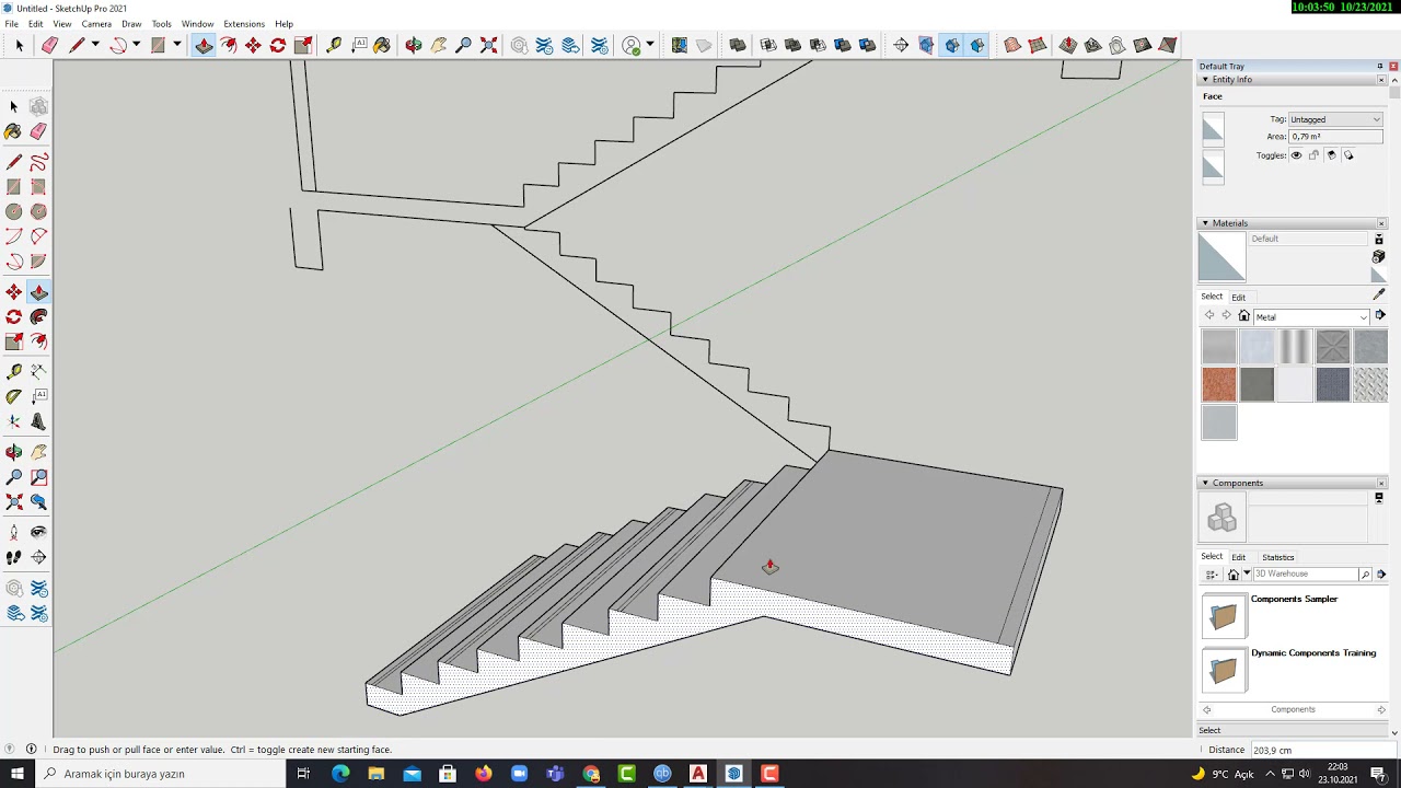 Çift Kollu Merdiven, Double Return Staircase, Sketchup Ile 3B 3D ...