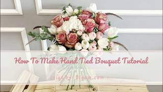 How to make Hand Tied Bouquet Tutorial || Flower Arrangement Tutorial || 螺旋花腳手綁花束 || 花藝教學