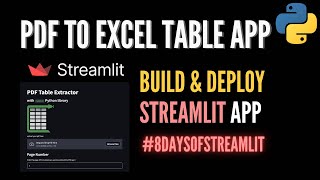 Learn to build PDF to Excel Table Python App - Day3 #8daysofstreamlit with Camelot