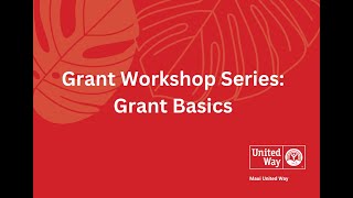 Grant Workshop Series: Grant Basics