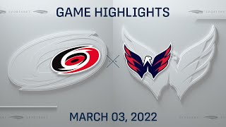 NHL Highlights | Hurricanes vs. Capitals - Mar. 3, 2022