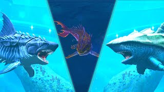 MEGALODON vs MEGARCHELON vs LIOSICHTODON | JURASSIC WORLD THE