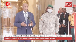 VISITE DE TRAVAIL ET D'AMITIÉ DU PRÉSIDENT SOUDANAIS AU MALI