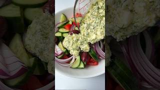 The Best Way to Make a Greek Salad (with a Feta Dressin) 🤤 #greekfood #recipe #shorts