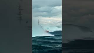 Why Is This Red Ship Sailing Into a Massive Wave? #scaryocean #oceanship #ocean