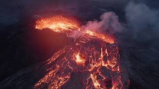 #Fagradalsfjall Volcano at night in 4K
