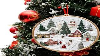 Embroidery Kit Christmas DIY Wreath Printed Pattern Cross Stitch Set Needlework Hoop Handm