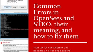 Common Errors in OpenSees and STKO: their meaning, and how to fix them