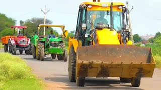 Jcb 3dx Backhoe Machine Loading Red Mud In Mahindra Tractor | JCB Tractor Stuck | Jcb Video