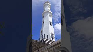 Mosque tower with the sound of water lapping #shorts #tower #mosque #trot #cloud #water​