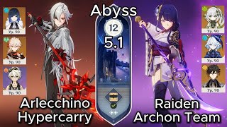 C3 Raiden Archon Team & C0 Arlecchino Hypercarry | NEW Spiral Abyss 5.1 | Genshin Impact #genshin