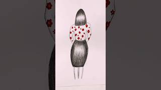 Easy girl backside drawing | Girl drawing step by step for beginner | Girl drawing