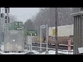 westbound pennsylvanian and eastbound intermodal trains meet at lewistown pa 02 11 2025