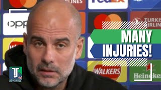 Pep Guardiola TALKS about INJURIES to his squad prior to the game between Manchester City & Sevilla