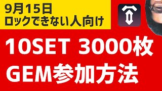 10SET(tenset)テンセット gem参加方法　イーサリアム　3000枚ロックできない人向け　9月15日