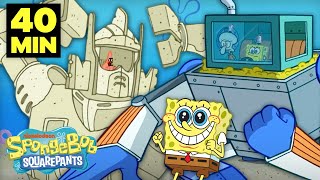 Best Robot Fights and Battles! 💥🤖 | 40 Minute Compilation | SpongeBob