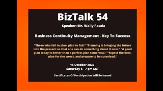 BizTalk Topic 54 : Business Continuity Management - Key to Success