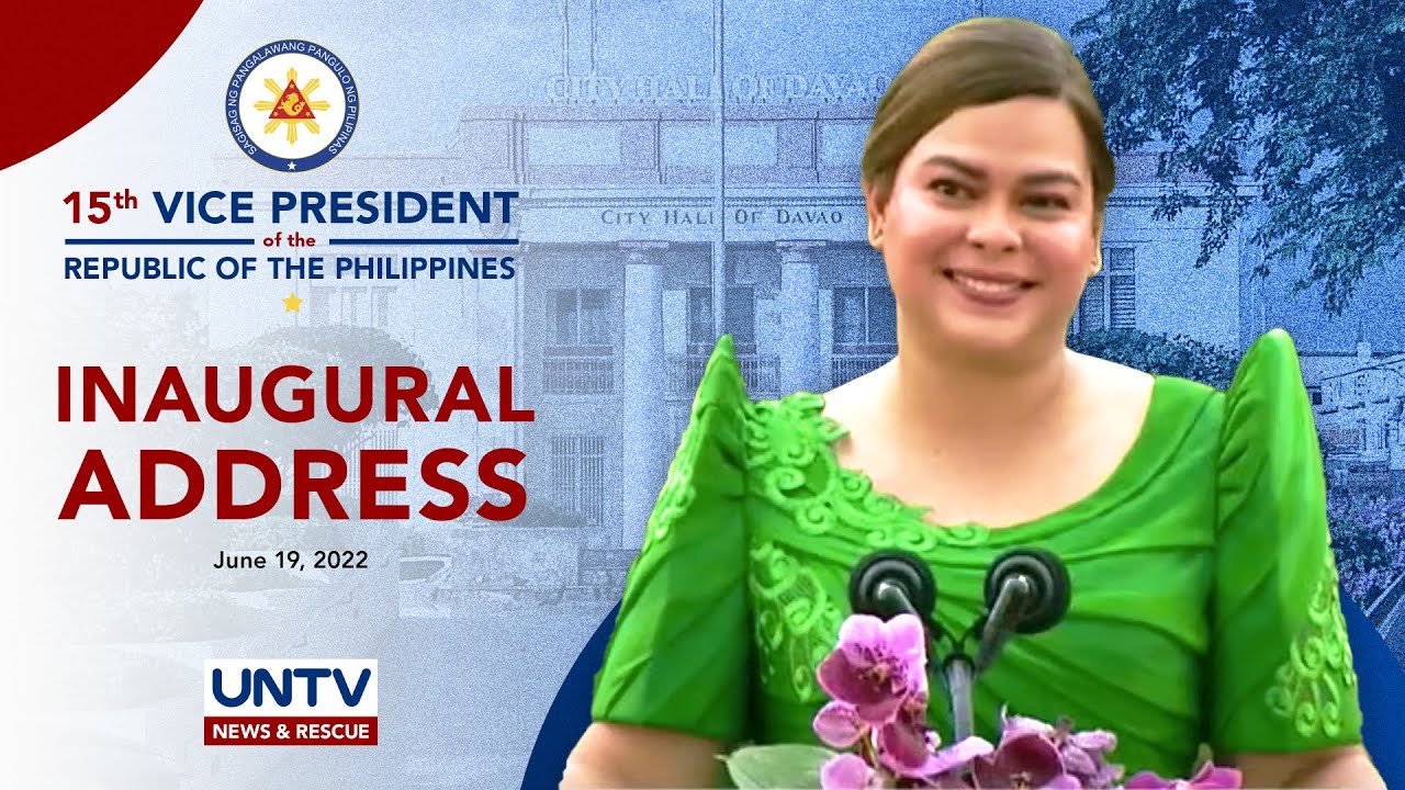 VP-elect Sara Duterte Inaugural Address | June 19, 2022 - YouTube