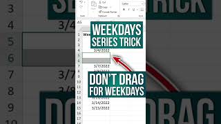 How to AutoFill WEEKDAYS in Excel #shorts
