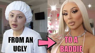FROM AN UGLY TO A BADDIE FULL MAKEUP TUTORIAL