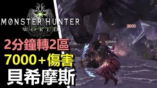 【MHW x FF】單人2分鐘 做出7000+傷害 - 快速換2區 - 魔獸貝希摩斯【Monster Hunter: World  魔物獵人 世界 | PS4 PC 中文 Gameplay 】