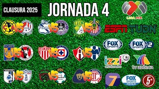 FECHAS, HORARIOS Y CANALES PARA LA JORNADA 4 DE LA LIGA MX CLAUSURA 2025