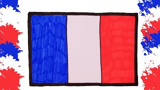 🇫🇷HOW TO DRAW FRENCH FLAG + COLORING 🇫🇷 LEARN GEOGRAPHY🇫🇷DESSINER DRAPEAU FRANÇAIS + COLORIAGE 🇫🇷