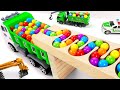 Marble Run ASMR Race ☆ HABA Slope & Dump Truck Excavator Ambulance Forklift Garbage Truck Tractors