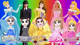 💥 My Talking Angela 2 | Cinderella Vs Wednesday Vs Belle Vs Barbie Vs Aurora | New Update GamePlay!