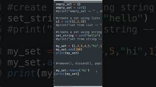 How to remove from sets in python #shorts #tutorials