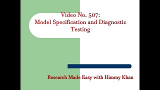 507: Model Specification Errors and Diagnostic Tests