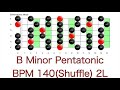 bマイナーペンタトニックスケール練習 bpm140 シャッフル 2ループ b minor pentatonic scale practice bpm140 shuffle 2loop