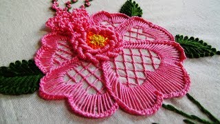 Hand Embroidery: Flower Embroidery for Cushions / Brazilian Embroidery / Bullion knot stitch