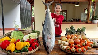 How to cook Tuna fish recipe with vegetable in my countryside - Amazing cooking