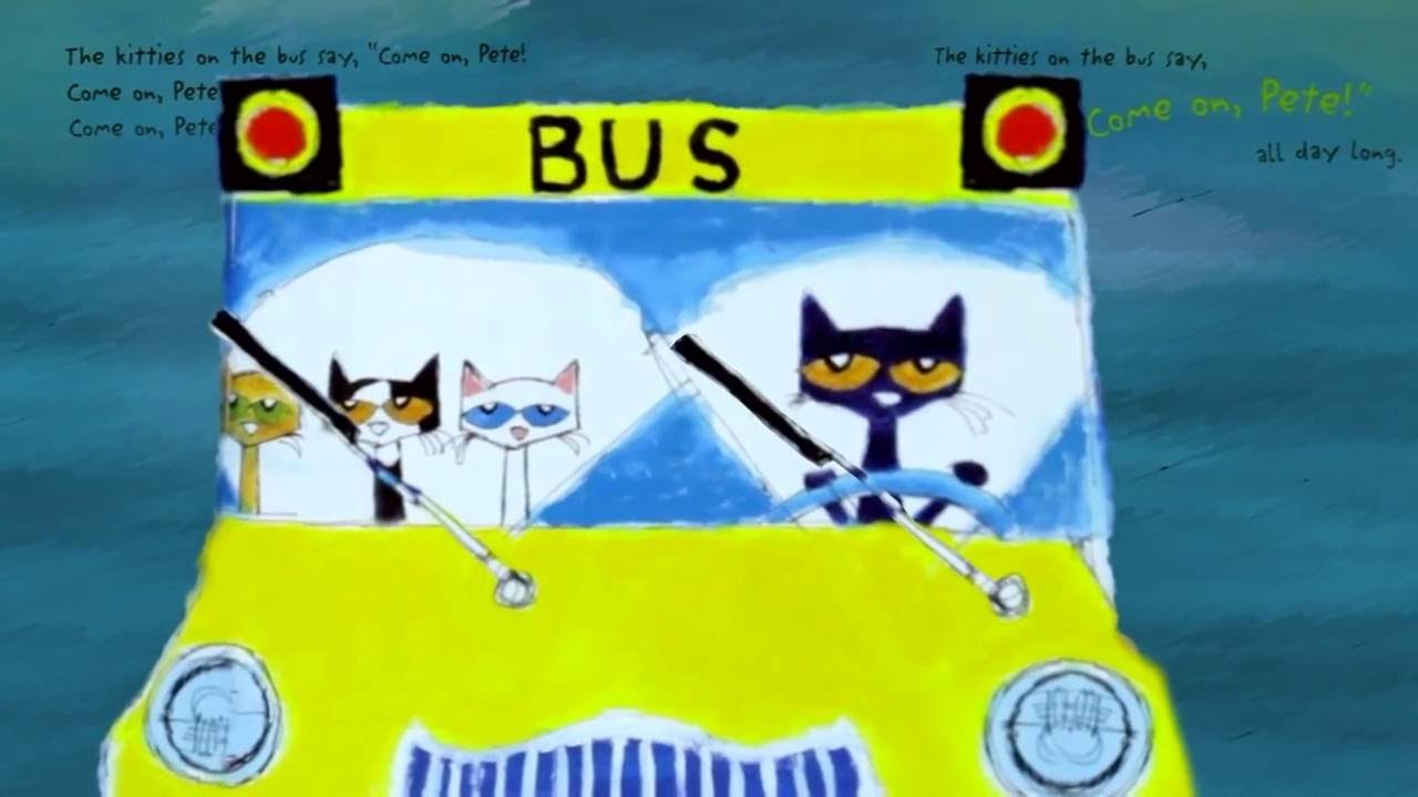 Pete The Cat, The Wheels On The Bus Animated Book Nursery Rhyme For ...