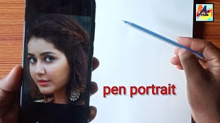 pen portrait drawing tutorial/ball pen drawing//ball pen drawing simple//drawings//simple drawings||
