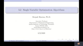 Chapter 2: Single Variable Optimization Algorithms (Gradient-based methods, 2 lectures)