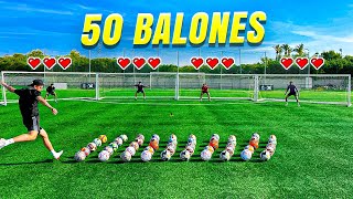 ⚽ 50 BALONES ⚽ *4 PORTERÍAS* 😱 ¡Retos de Fútbol!