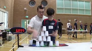 Overall Doubles Sport Stacking World Record 7.112 (Jamie Franceschini \u0026 Finley Newell)