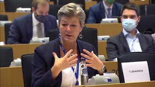 Ylva Johansson eudebates the New Pact on Asylum and Migration with LIBE MEPs in Brussels