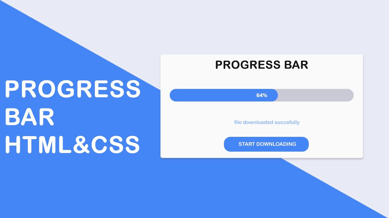 Progress Bar Using Html Css Javascript Youtube