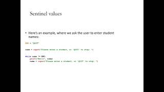 PythonIntro 7 Sentinels
