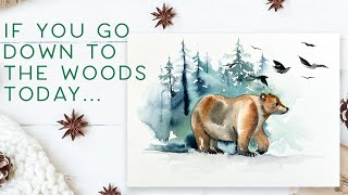 Easy Watercolour Bear In the Forest