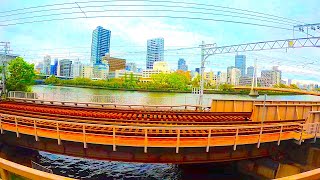 【Train Keihan Railway Main Line】Kyobashi(Osaka)→Shichijo(Kyoto) with Real Train Sound