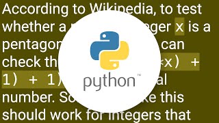 Python - is pentagonal number check
