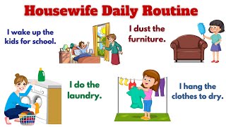 Housewife Daily Routine Sentences | Simple Present Tense | Basic English Sentences