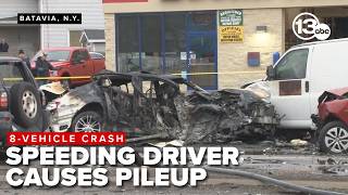 Fiery 8-vehicle pileup crash at intersection leaves 1 critically injured, 2 others hurt