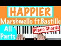 How to play HAPPIER - Marshmello ft. Bastille Piano Chords Tutorial