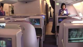 タイ航空エアバスa380ビジネスクラス降機時の通路を撮りました